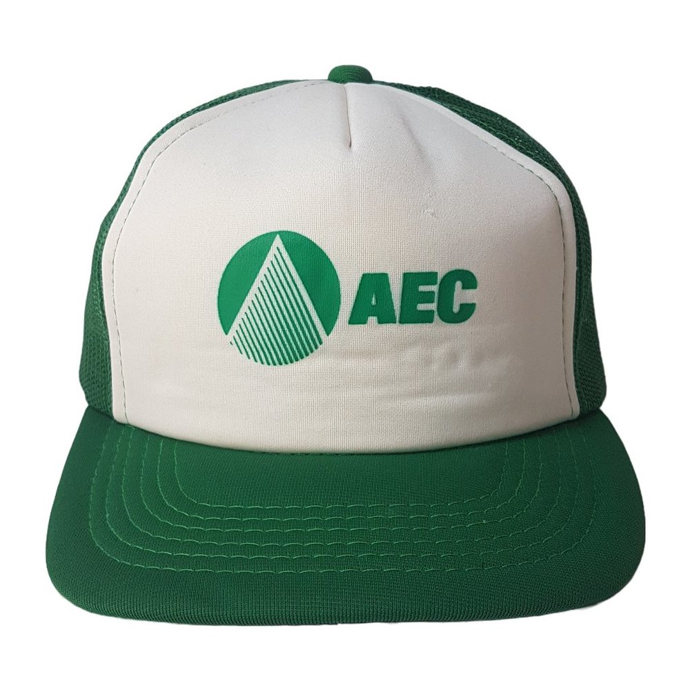 Vintage 80s AEC Hat Snapback Trucker Hat Classic Cap Green White